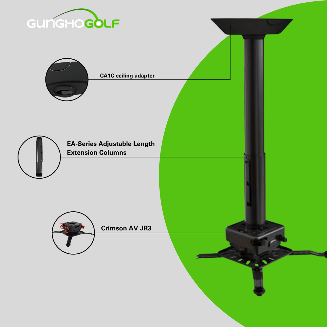 Crimson AV JR3 + EA-Series Adjustable Length Extension Columns with CA1C ceiling adapter