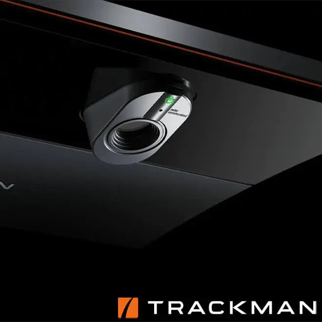 Trackman iO launch monitor mounted on the ceiling